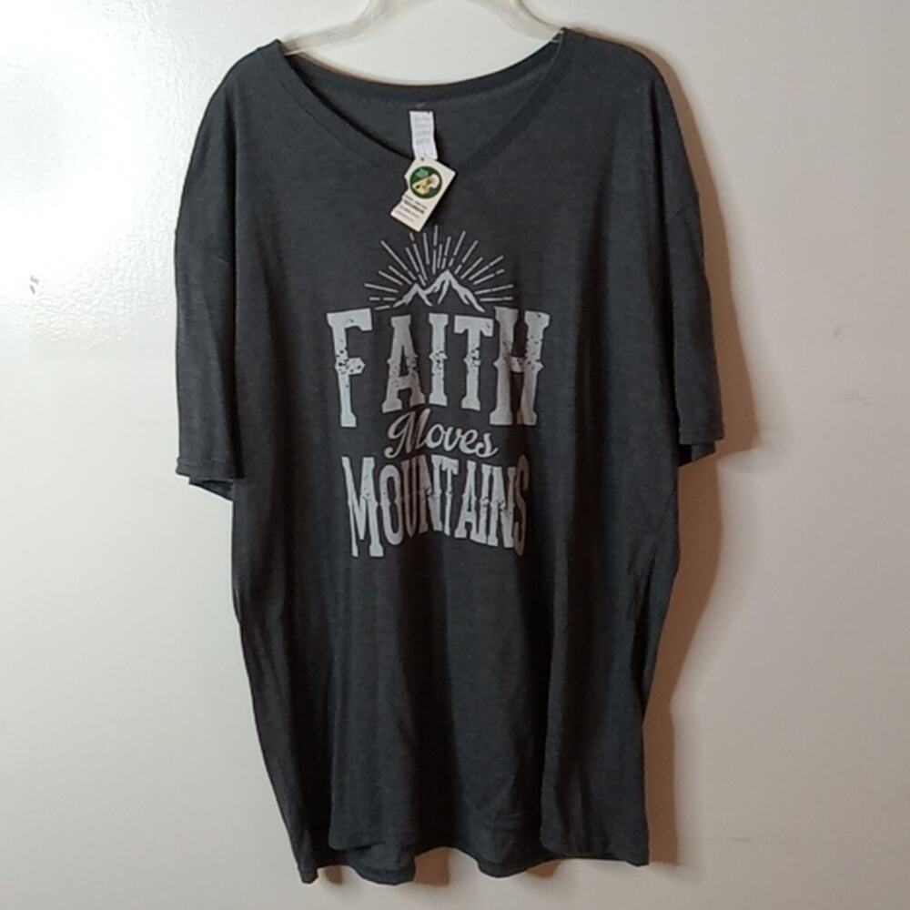 NWT Faith over Mountain women's size 2X dark gray t-shirt.